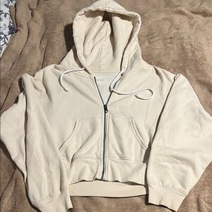 American Eagle Outfitters Off-White Zip-Up Hoodie
